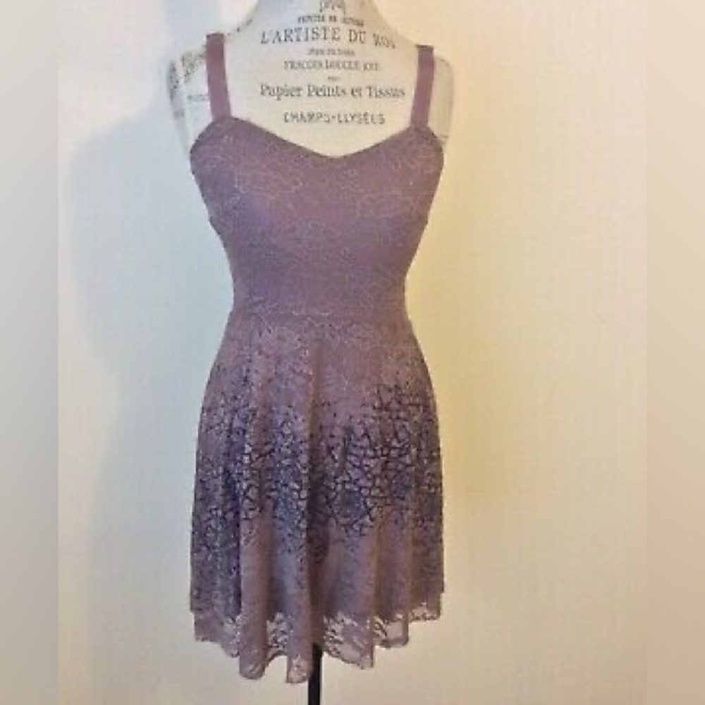 NWT: Free People Flocked Lace Fit Flare Dress in Washed Purple🌸